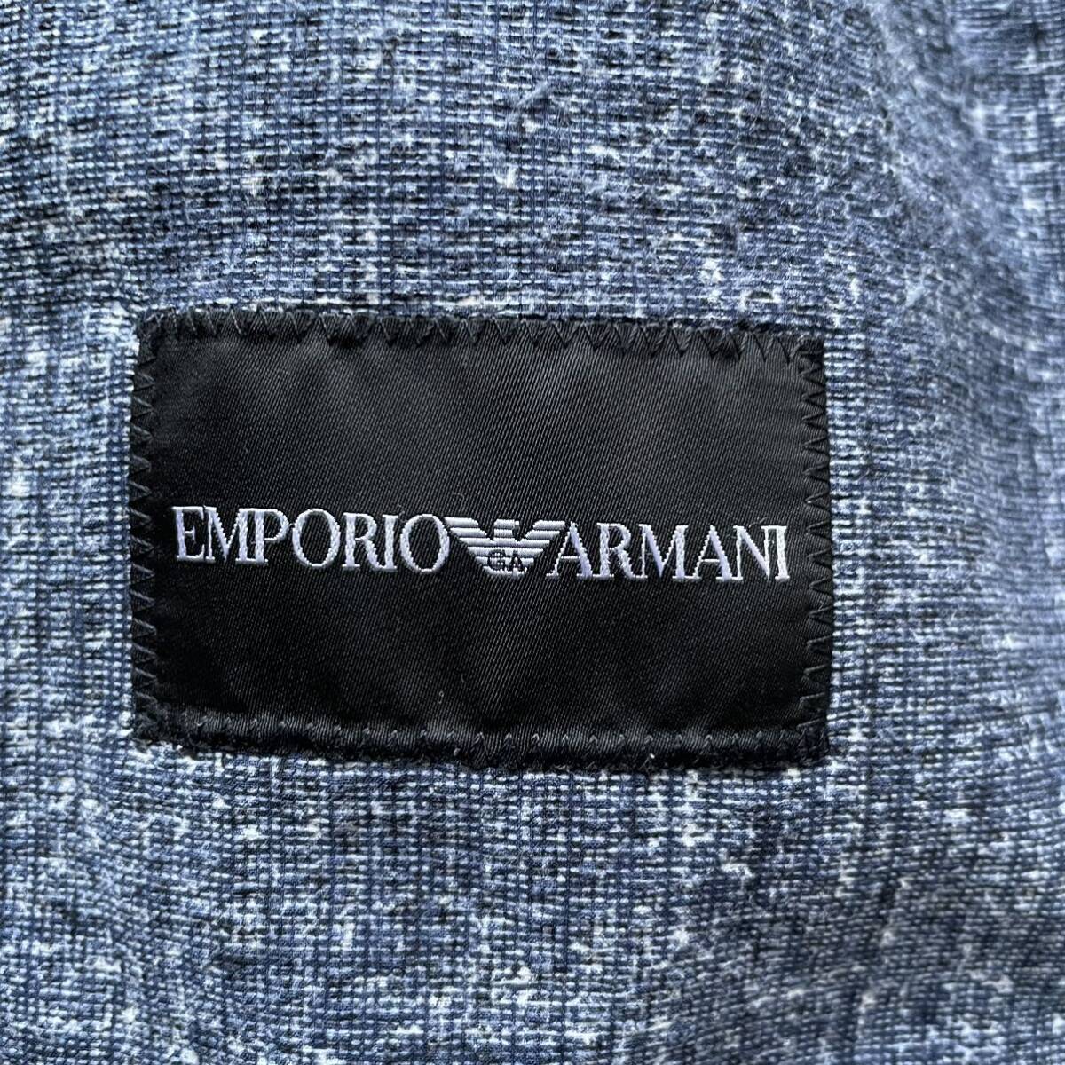 希少50サイズ エンポリオアルマーニ【イタリア紳士の色気】ARMANI テーラードジャケット ネイビー系 総柄 スプリングジャケット XL相当_画像8