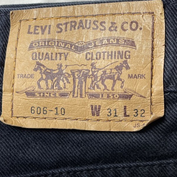 グッドシルエット! 90s 日本製 Levi's リーバイス 606 ハイウエスト スリム テーパード コットン ピケパンツ ネイビー 紺 W31 メンズ 古着_画像7