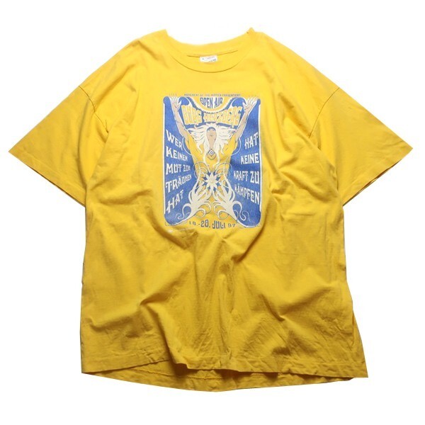 激レア! 90s アイルランド製 ヴィンテージ 1997年 OPEN AIR Burg Herzberg Festival バンド 半袖 Tシャツ イエロー 黄色 XL 当時物 希少_画像2