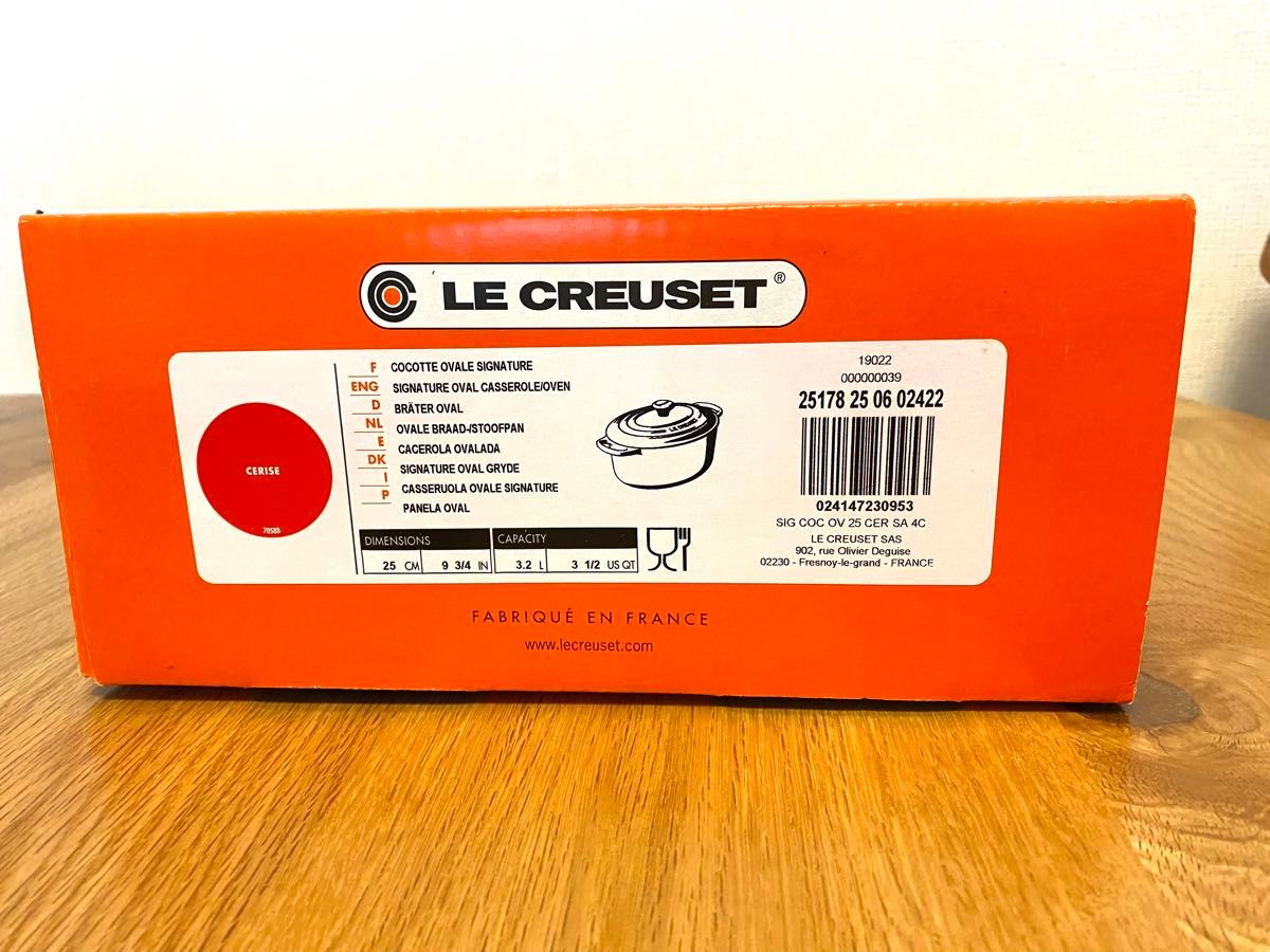 【LE CREUSET】 ルクルーゼ Cocotte Ovale 25cm シグニチャー チェリーレッド