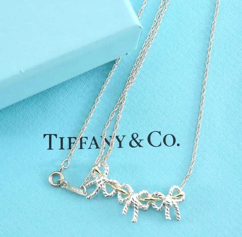 Tiffany & Co. ティファニー トリプルリボン ネックレス スターリングシルバー925 銀 ゴールド K18 750 レディース 女性 箱付き B0749211