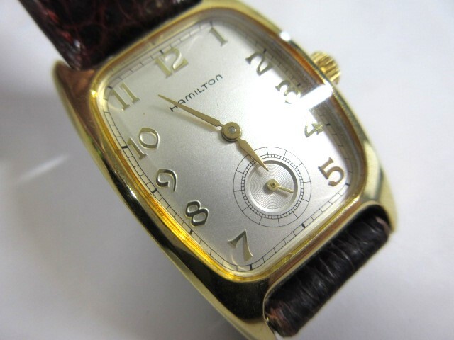 2H1-2「HAMILTON ハミルトン 6264 腕時計 ジャンク」クォーツ ベルト ベルト社外品 ケース約2.5㎝ 現状_画像2
