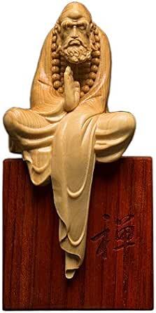 [華能] 達磨大師坐像 高級天然ツゲ木彫り達磨像 木製仏像 神像 仏教美術品 だるま 菩提達磨 達磨祖師 中国禅宗開祖 坐禅 少林