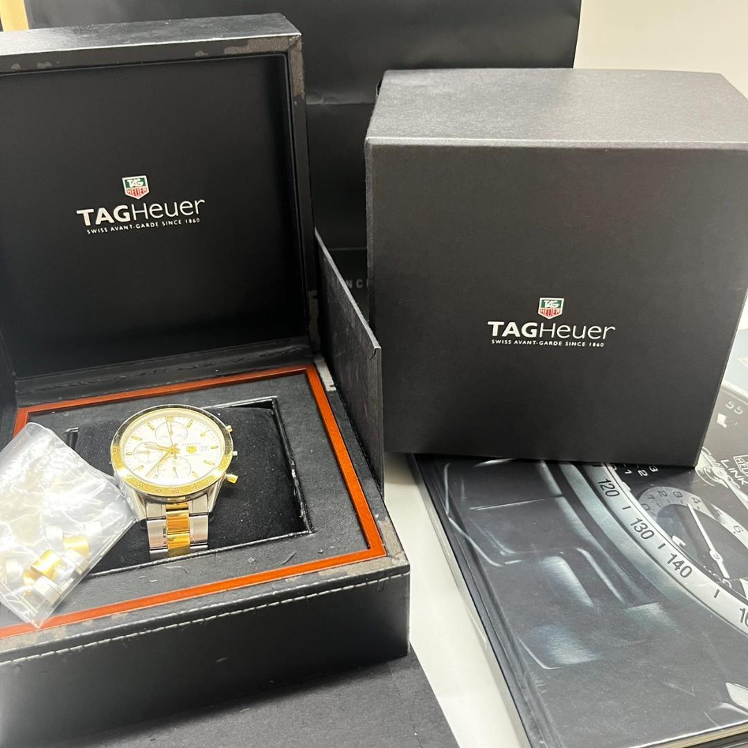 ◆TAGHEUER タグホイヤー Calibre16 カレラ 1860 コンビ 腕時計 余りコマ・箱付き 稼動品◆の画像1