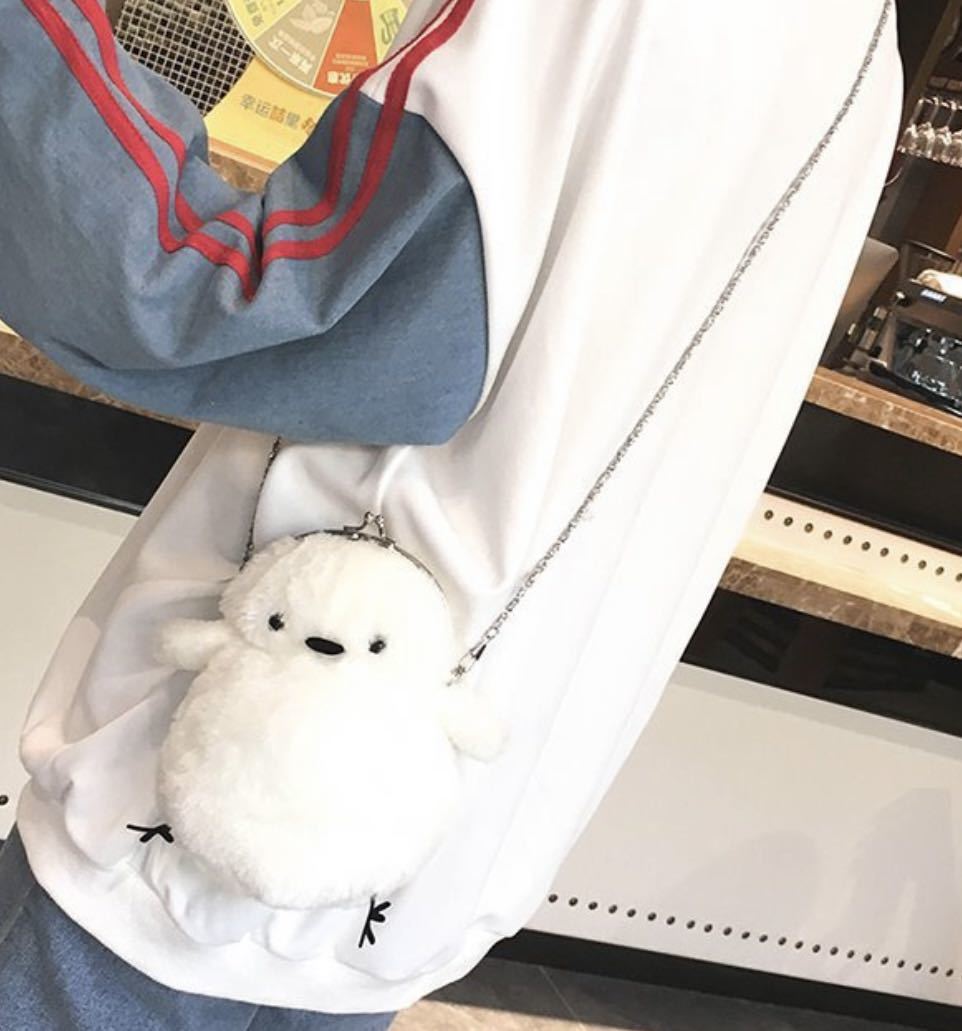  new goods unused simaenaga shoulder bag soft toy pochette pretty smartphone inserting bulrush . change purse . pass case white 