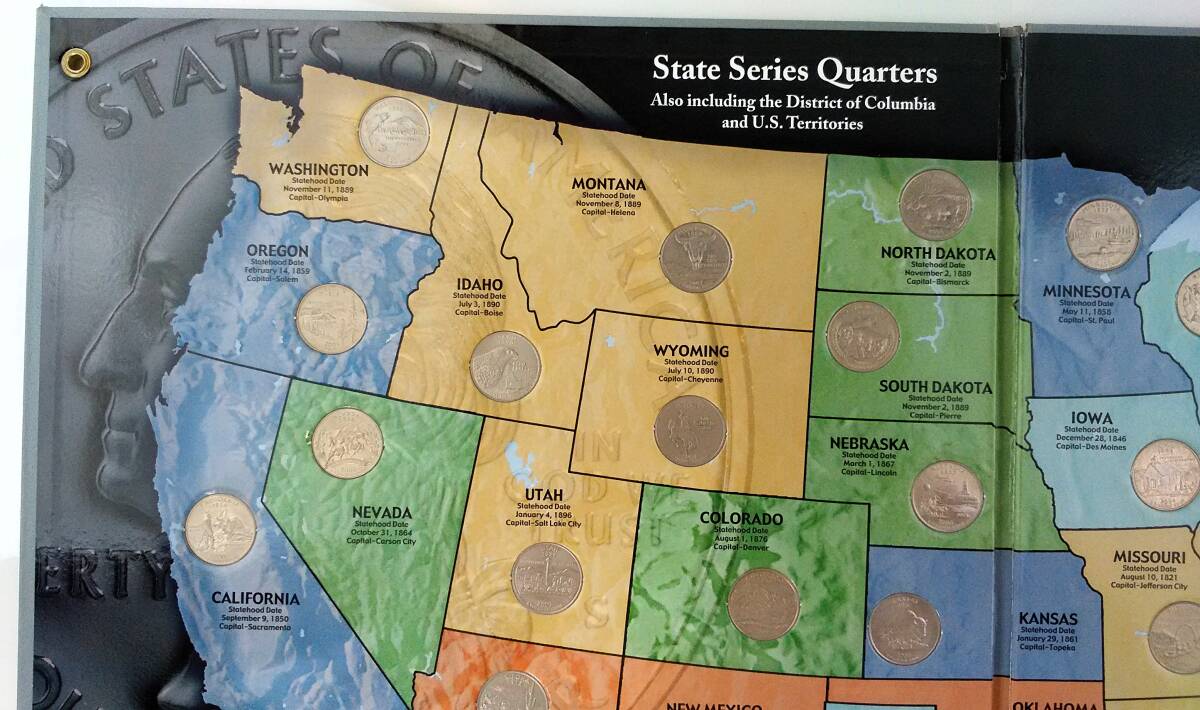 K/ STATE SERIES QUARTERS collector's Map 1999-2009 アメリカ 硬貨 コンプリート 0313-2の画像5