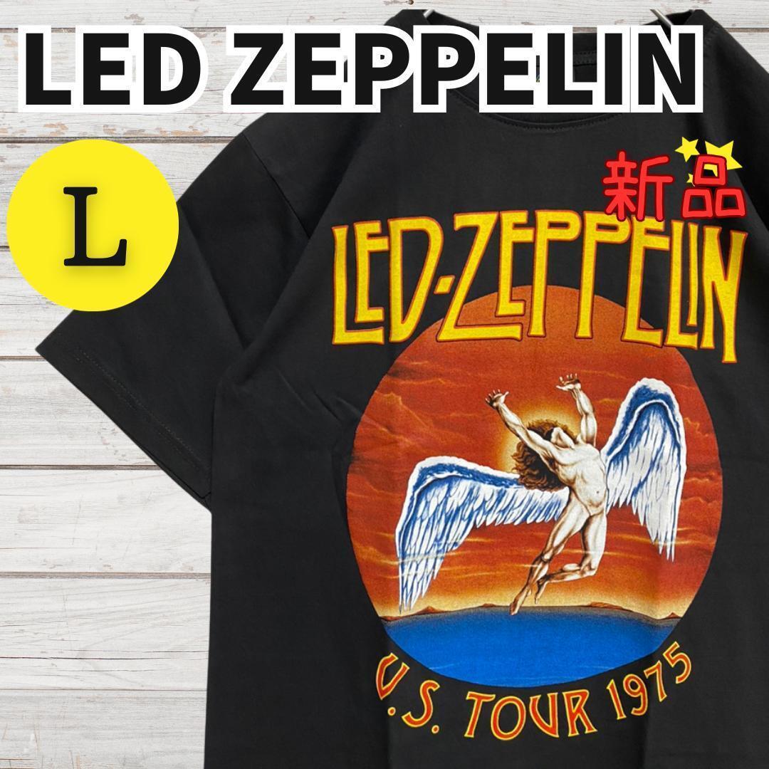 ★新品未使用★レッドツェッペリン LED ZEPPELIN バンドTシャツ 半袖 ロックTシャツ コットン プリント ブラック 黒 Lサイズ 2356_画像1