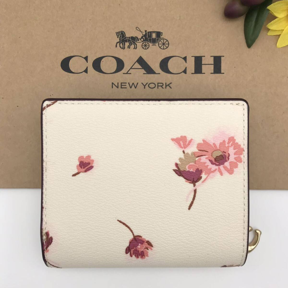 COACH 財布 ★大人気★ スナップ ウォレット シグネチャー キャンバス ウィズ マルチ フローラル プリント C8691 IMCAH 新品_画像2