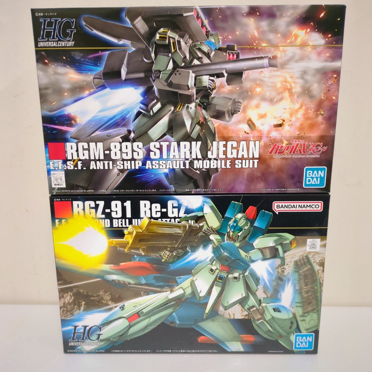 H-19■１円〜未組立 バンダイ HG 1/144 スターク・ジェガン / HG 1/144 リ・ガズィ 2点まとめセット HGUC　き 機動戦士ガンダムUC BANDAI_画像1