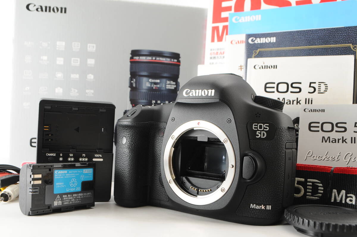 ◆新品級・超美品◆ CANON キヤノン EOS 5D Mark III 元箱 付属品★清潔感溢れる非常に綺麗な外観! カビ・クモリ・キズ・スレなし! 完動品!