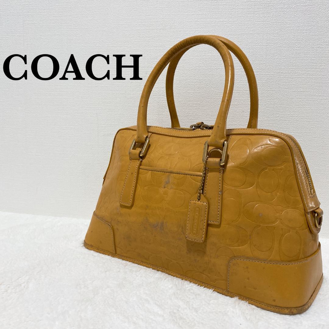 レアCOACH コーチハンドバッグトートバッグ イエローキャメル黄茶