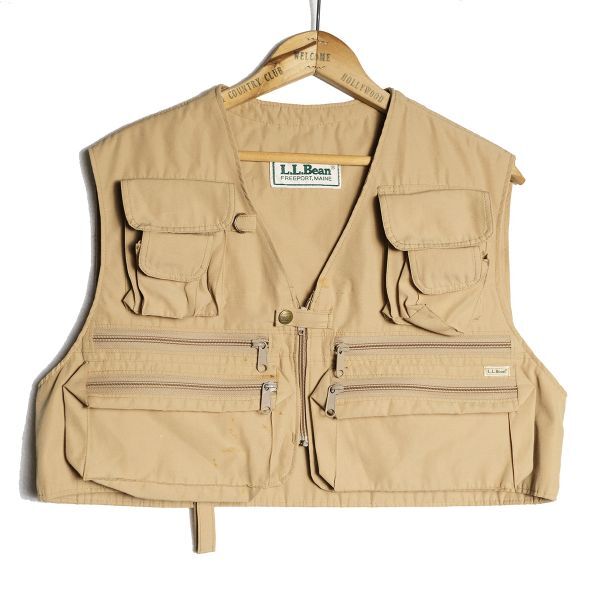 最安値に挑戦! フィッシング LLビーン 80's ベスト L.L.Bean アウトドア オールド 旧タグ 80年代 マルチポケット タン系 (M位) 男性用