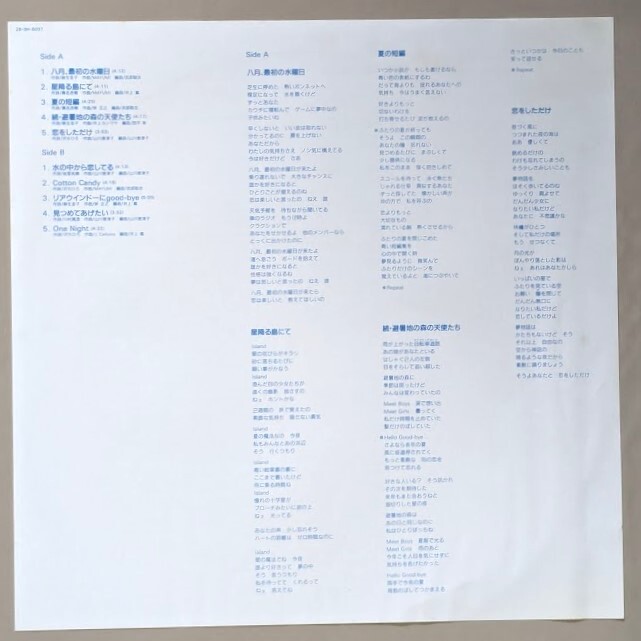 レコード⑤ LPレコード 渡辺満里奈 SUNNY SIDE MARINA 28.3H-5037_画像5