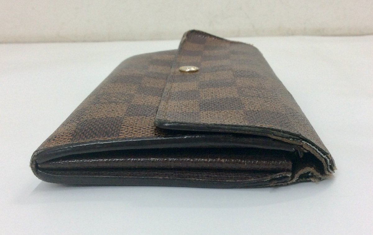 【ジャンク品】LOUIS VUITTON ルイヴィトン ダミエ エベヌ ポルトフォイユサラ N61734 長財布 　K0318_画像4