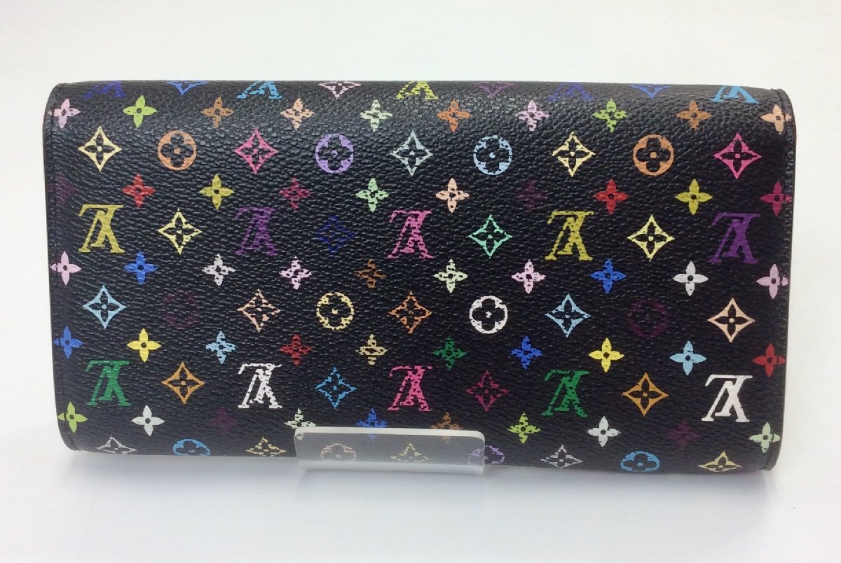 LOUIS VUITTON ルイヴィトン モノグラム マルチカラー ポルトフォイユ・サラ ピスタッシュ M93748 長財布 イニシャル刻印 　K0320_画像3