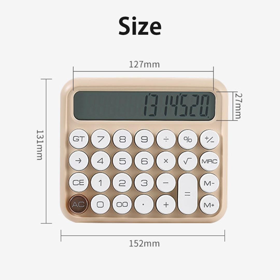 電卓 レトロ ホワイト 12桁 タイプライター 丸形 可愛い 電池式