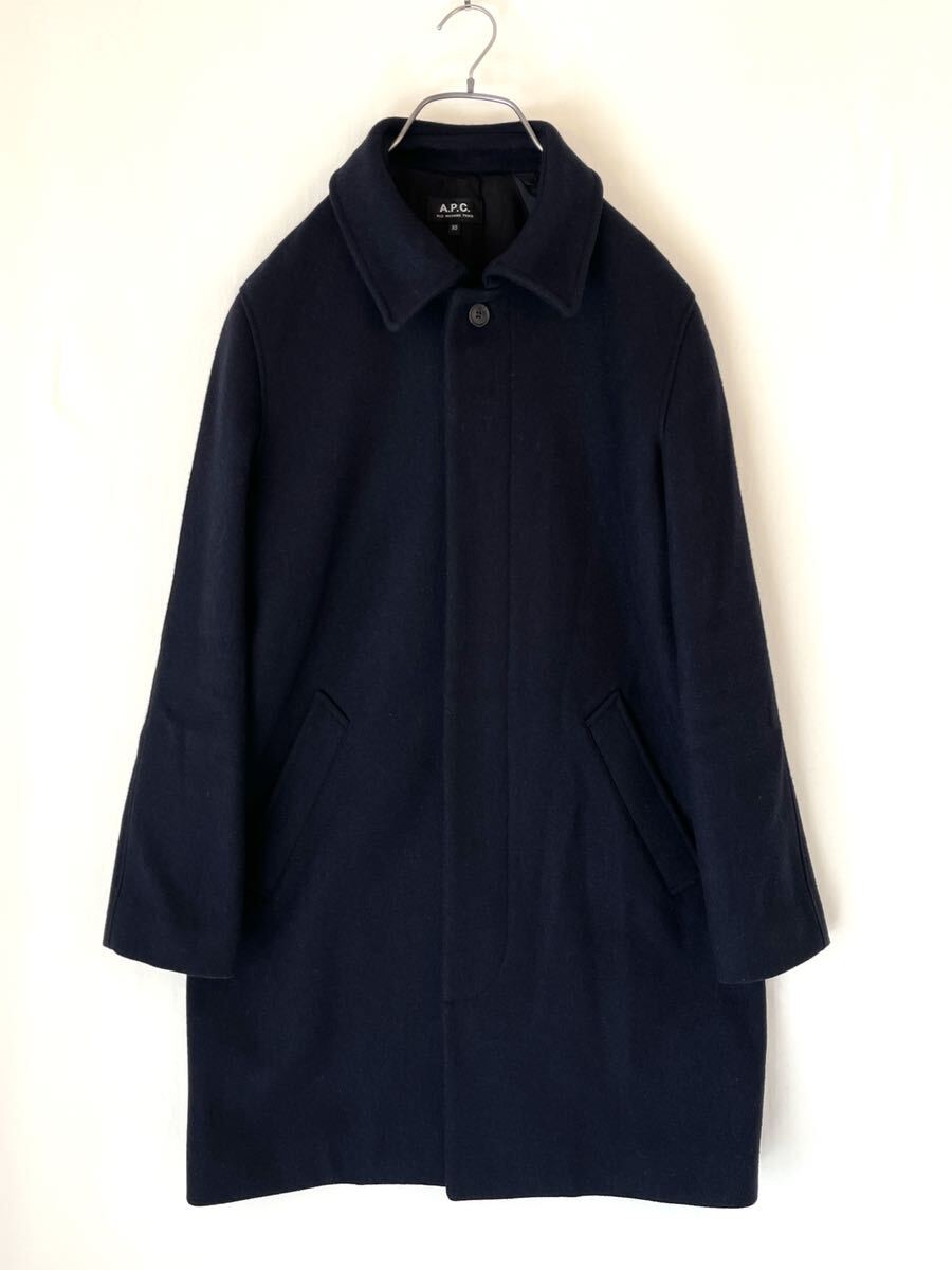 659 A.P.C アーペーセー ウール 中厚手 コート カジュアル オフィス 美シルエット サイズ XS表記/S-SM相 実寸参照_画像3