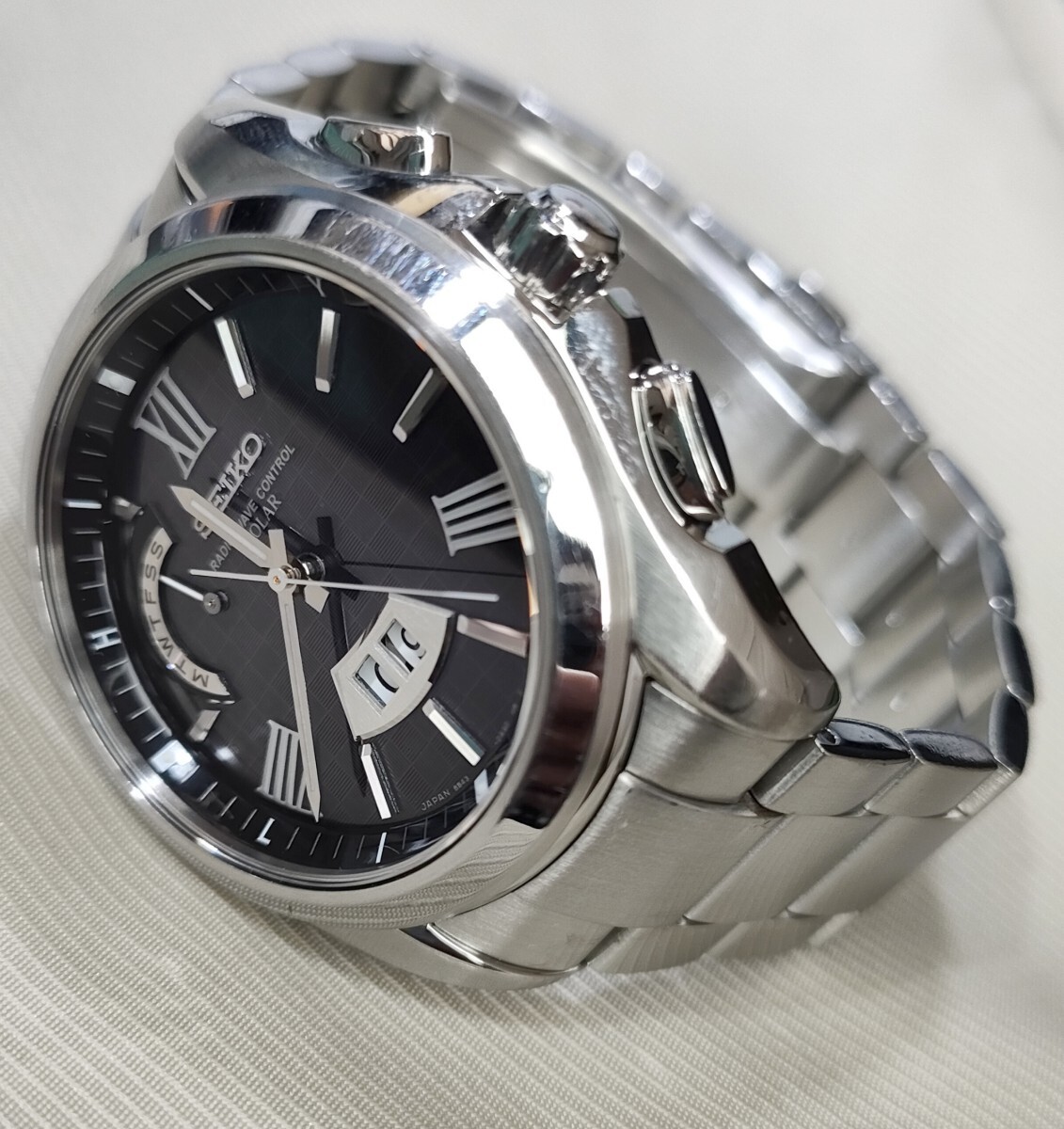 稼働品 SEIKO ブライツ ビッグデイト 定価105,000円 電波ソーラー腕時計 SAGA083 メンズ腕時計_画像1