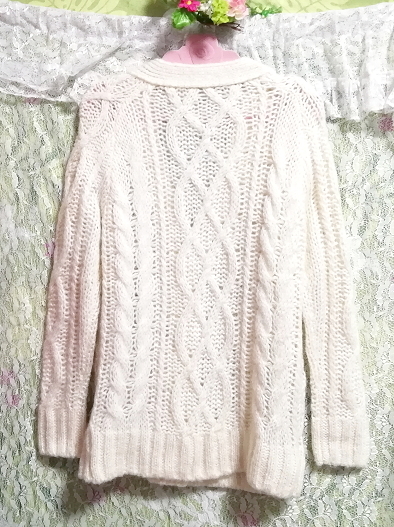 白ホワイトニットセーター/カーディガン/羽織 White knit sweater cardigan