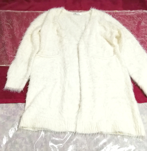 白ホワイトフワフワ/カーディガン/羽織 White fluffy cardigan