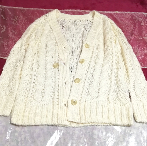 白ホワイトニットセーター/カーディガン/羽織 White knit sweater cardigan