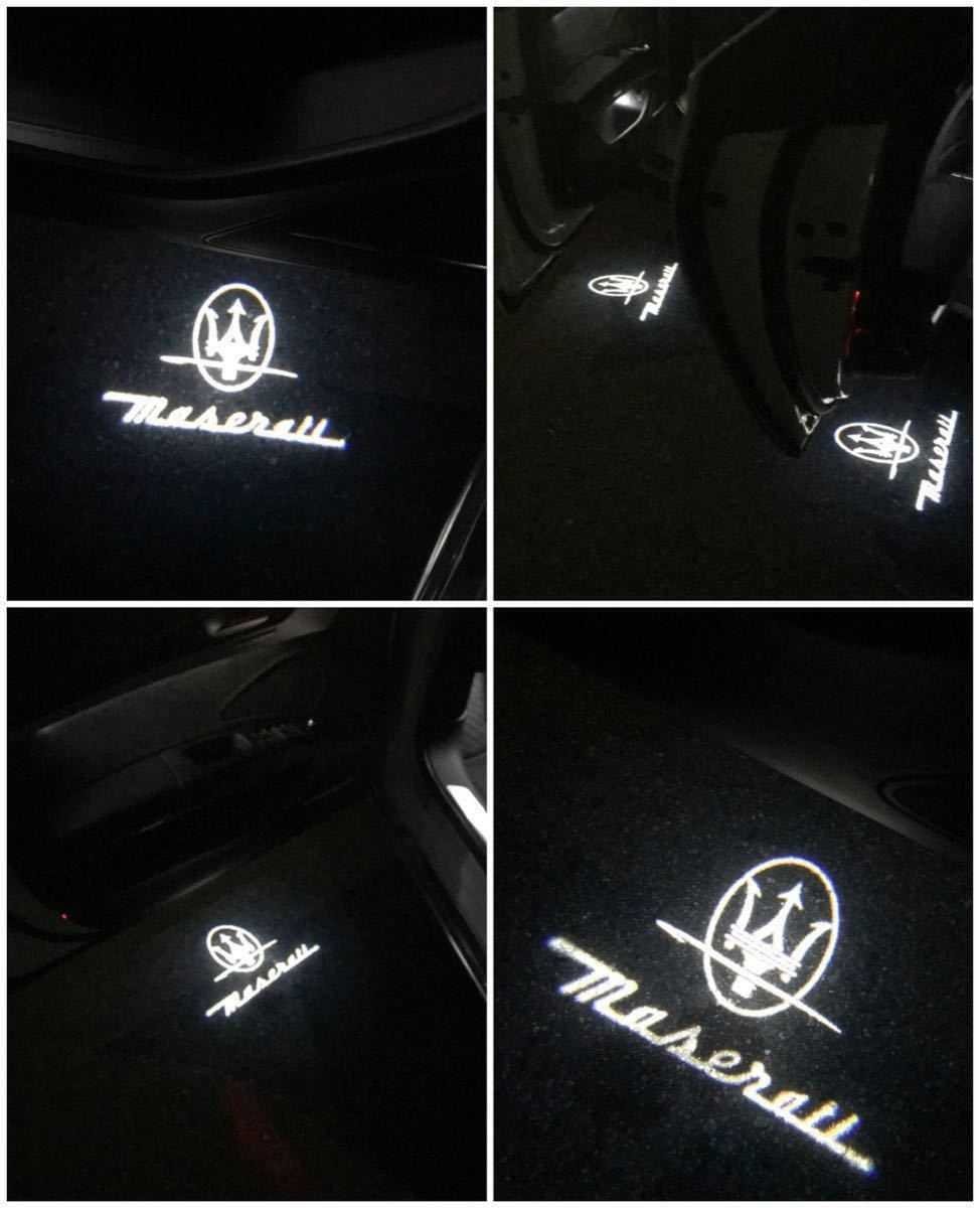 Maserati マセラティ ロゴ カーテシランプ LED タイプ レヴァンテ クアトロポルテ ギブリ プロジェクター Levante ドア ライト_画像2