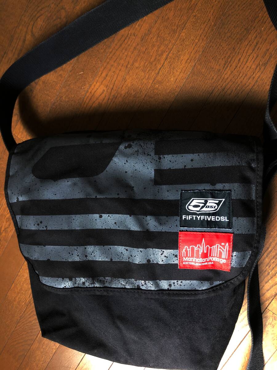 ●希少 DIESEL ディーゼル Manhattan Portage × 55DSL コラボ Wネーム 厚手 メッセンジャー ショルダーバッグ 即納 即決 55DSL 黒●328_画像10