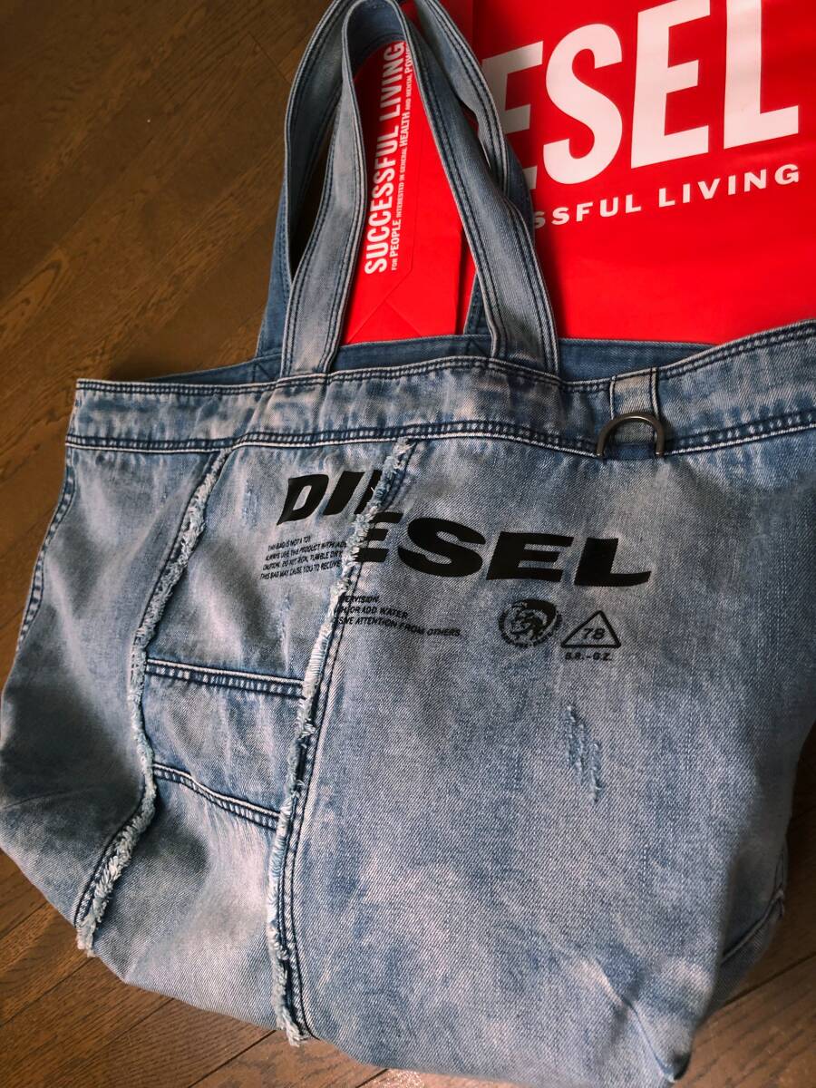 ●人気デニム！DIESEL ディーゼル ヘヴィブリーチ ダメージ トートバッグ メンズ レディース メンズ レディース ロゴ 即納 即決 55DSL●339の画像2