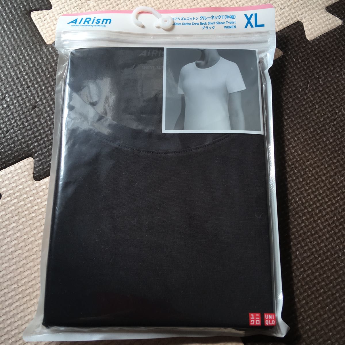 新品 ユニクロ エアリズム コットンクルーネックTシャツ（半袖）XL ブラック1枚 ネイビー3枚 計4枚セット 肌着 