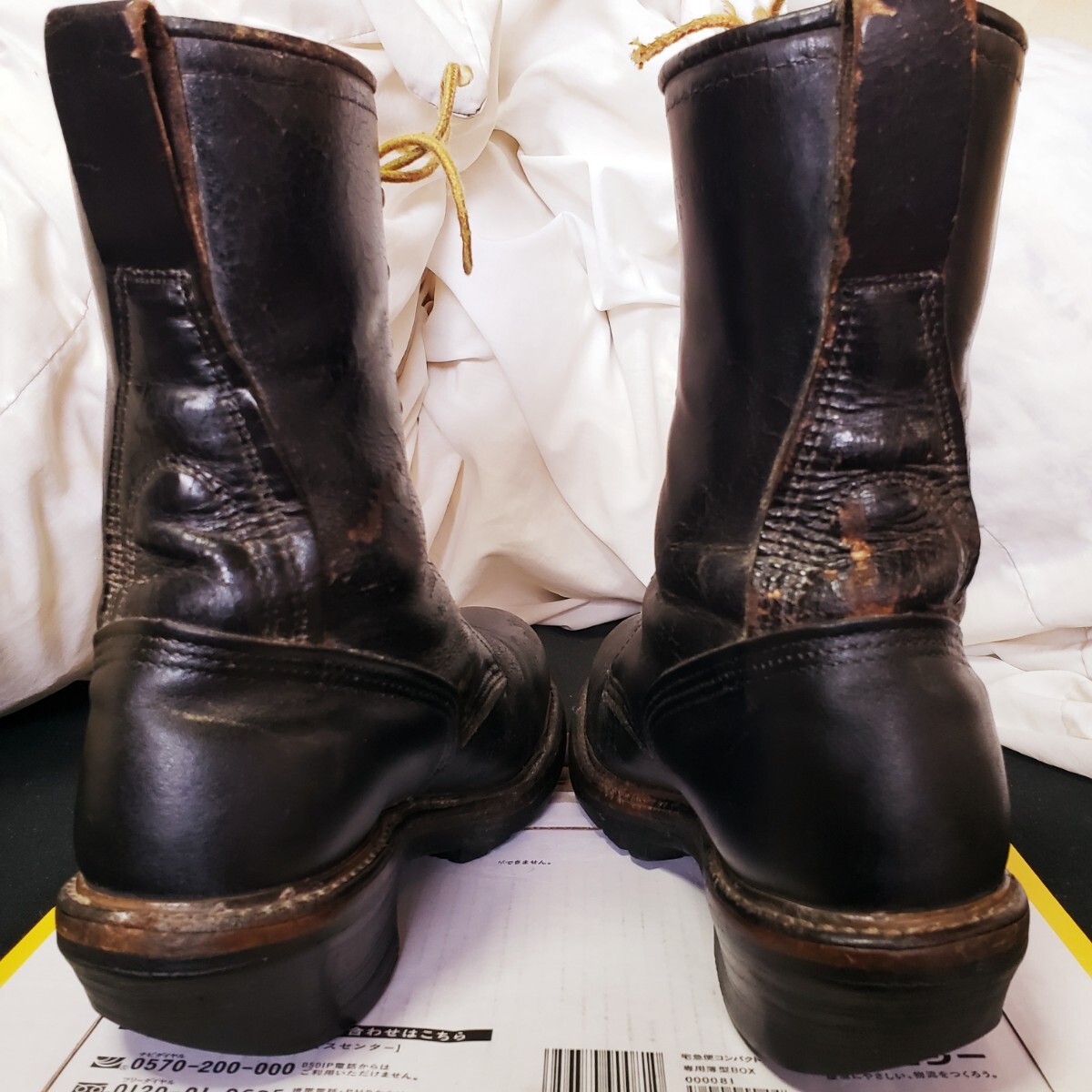 PT91 茶芯 ヴィンテージ REDWING レッドウィング 2218 LOGGER boots ロガー ブーツ vintage 皮革 leather レザー Black 黒 ブラック 米国製_画像8
