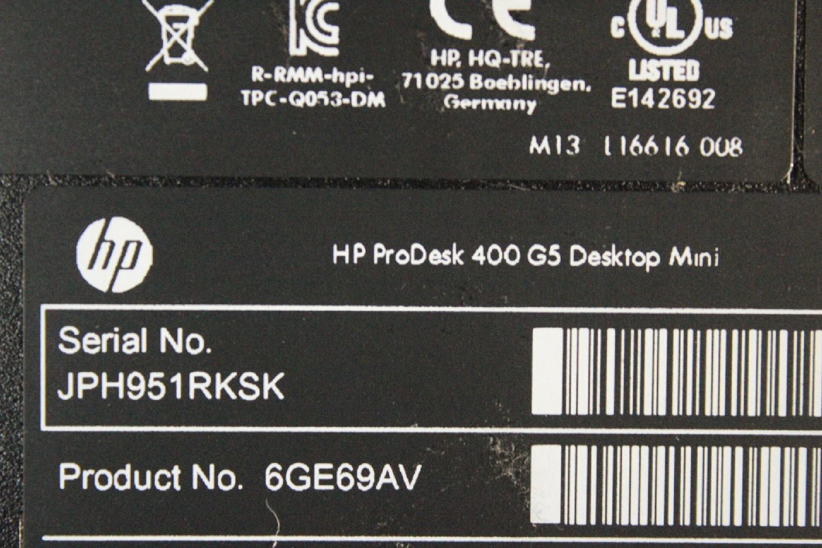 小型パソコン ■HP■ ProDesk 400 G5 DM / Core i5-9500T 2.2GHz / メモリ 16GB / NVMe 256GB / Win10Pro / OSリカバリ済み_画像5