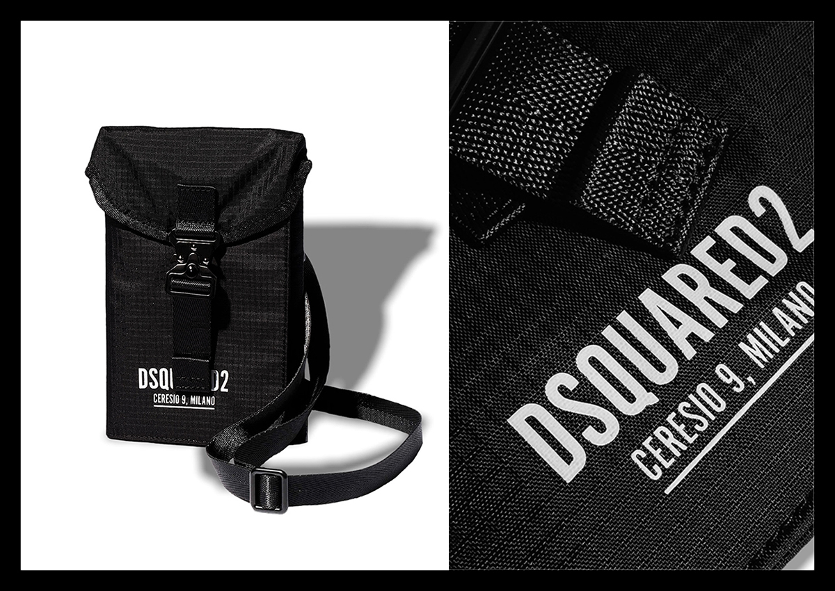 定価3.7万 ディースクエアード DSQUARED2 CERESIO 9 MILANO＆ブランドロゴ入りショルダーウォレットバッグ ポシェット 財布 トラベルの画像1