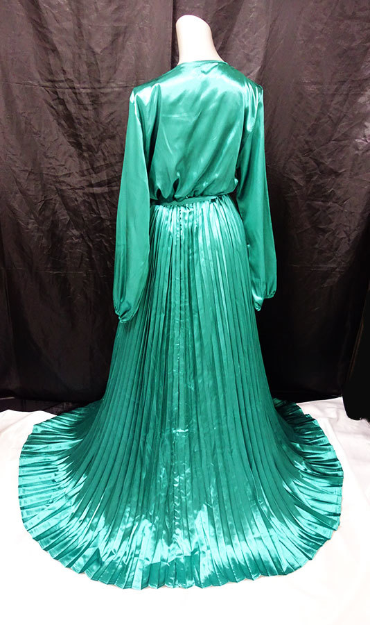  lustre satin nylon .... color pleat dress large size green 