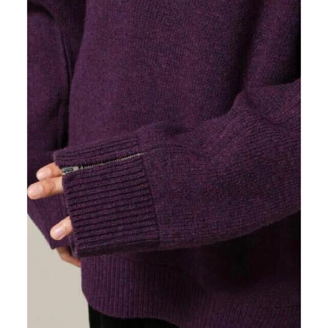  прекрасный товар UNUSED V NECK Zip Knit Anne б/у V шея большой размер вязаный свитер 3 лиловый 18AW шерсть мужской 
