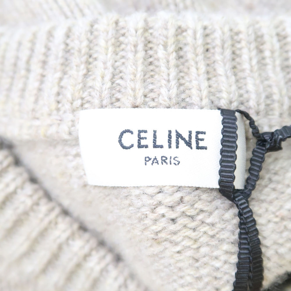 未使用 CELINE セリーヌ 2A88Z384D トリオンフ刺繍入り クルーネックセーター S カシミヤ100% 長袖ニット シームレスカシミア AU2464A39_画像3