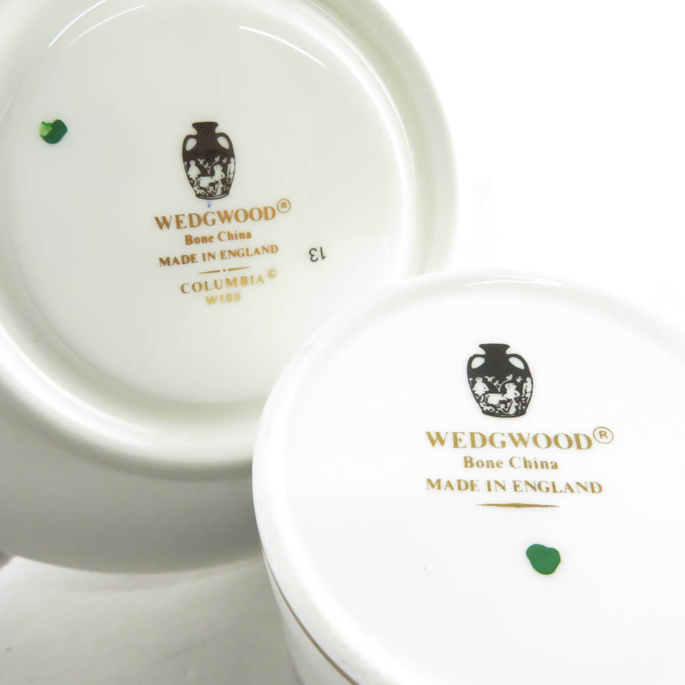 美品 WEDGWOOD ウェッジウッド コロンビア パウダーブルー デミタスカップ＆ソーサー 金彩 青 黒壺印 SU5709U_画像3