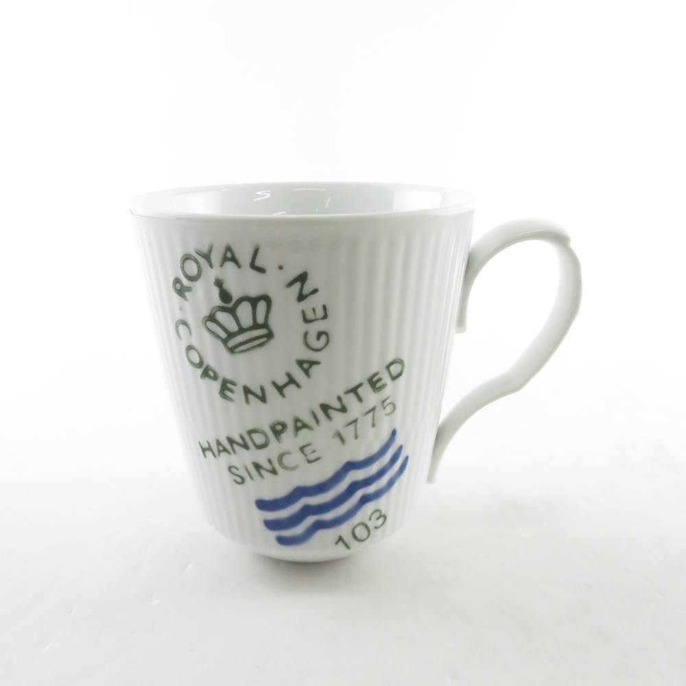 美品 ROYAL COPENHAGEN ロイヤルコペンハーゲン フルーテッドシグネチャー 103 マグカップ コップ SY8842G_画像1