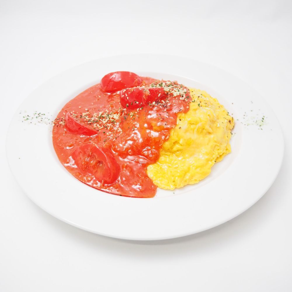 美品 トマトオムライス エビフライ スープ 食品サンプル 3点 セット おまとめ 洋食 実寸大 展示用 HO323_画像1