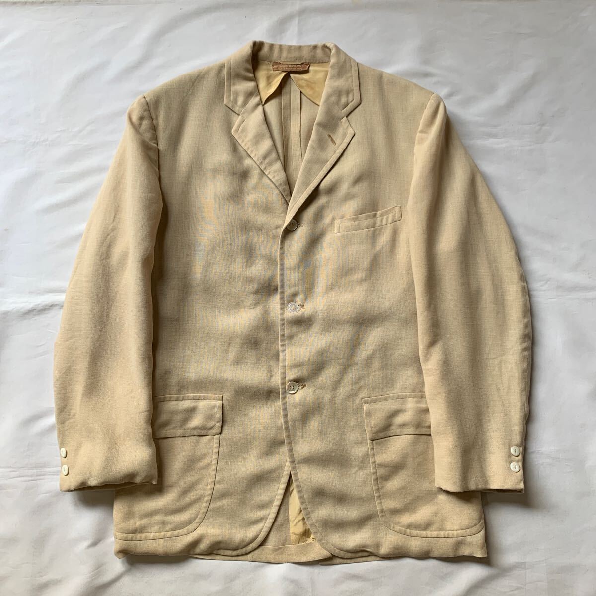 30s BROOKS BROTHERS LINEN TAILORED JACKET ヴィンテージ ブルックスブラザーズ リネン テーラードジャケット 20s 40s 送料無料 アメトラ_画像2