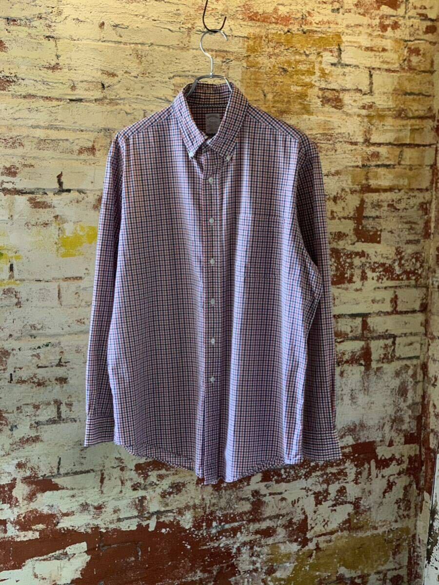 90s BROOKS BROTHERS PLAID B.D.SHIRT Makers MADE IN USA ブルックスブラザーズ チェックシャツ ボタンダウンシャツ アメリカ製 80s_画像1