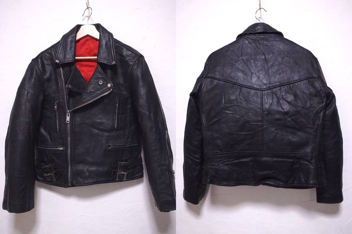 70s80s イギリス製 REAL LEATHER ライトニング型 UKライダース 36位/ビンテージ40s50s60sルイスレザー ハイウェイマン マスコット TTレザー_画像2