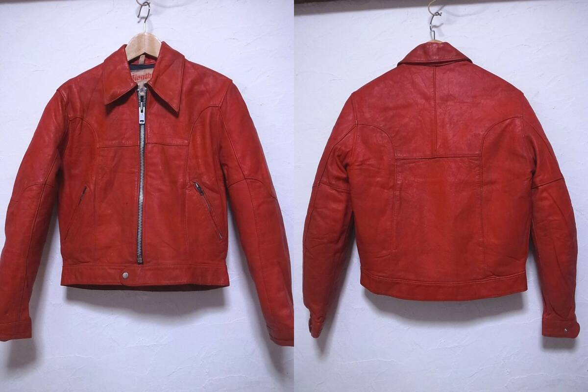 70s イギリス製 TT LEATHERS TTレザー エリ付 シングル UKライダース 赤 /ビンテージ40s50s60s80s ルイスレザー ハイウェイマン マスコット_画像2