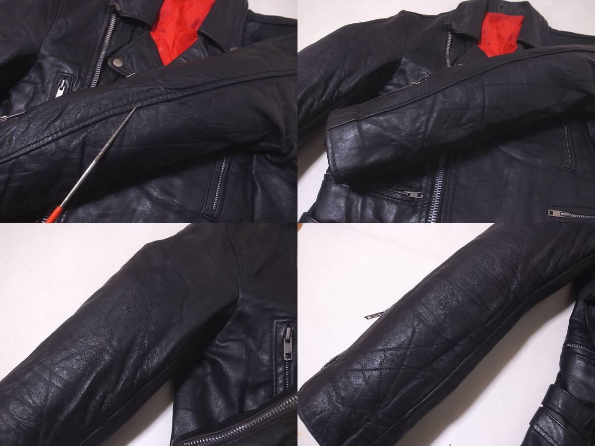 70s80s イギリス製 REAL LEATHER ライトニング型 UKライダース 36位/ビンテージ40s50s60sルイスレザー ハイウェイマン マスコット TTレザー_画像7