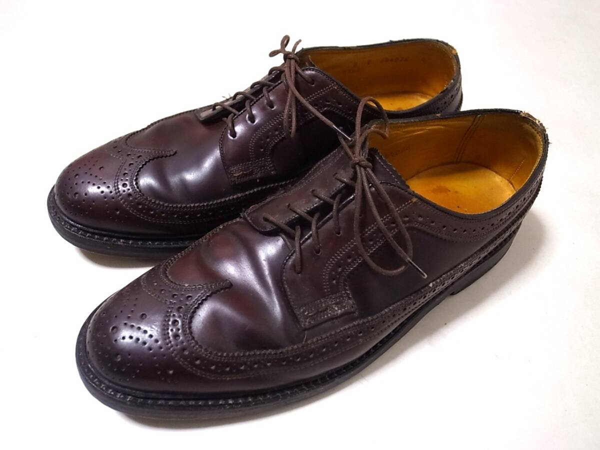 70s Florsheim フローシャイム インペリアル コードバン ウイングチップ シューズ 8 E /ビンテージ 40s50s60s オールデン ALDEN アメリカ製の画像1