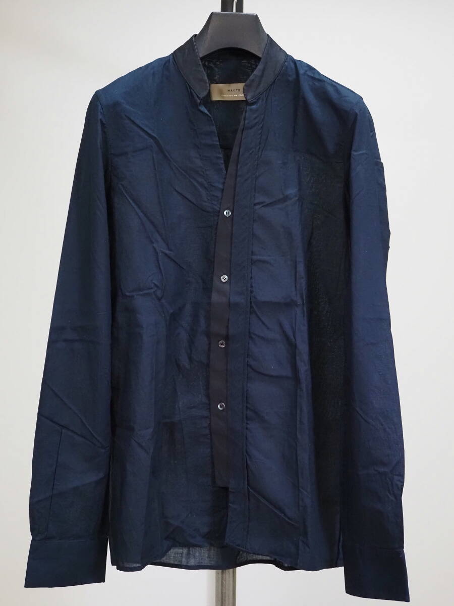 定価71500円 HAUTE VINCENZO DE COTIIS オート 10AW切り替えバンドカラーシャツ46紺×黒 Italy製