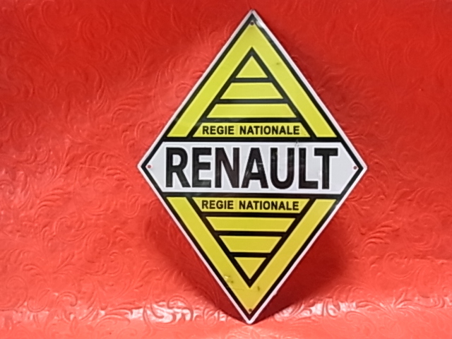 古い Renault Regie Nationale ルノー 公団 看板 【たぶん新品】 ビンテージ ブリキ サイン プレート 高さ325_パッケージは経年の汚れがあります