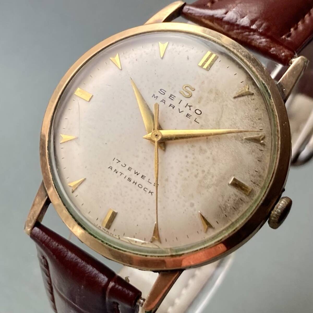 【動作品】セイコー マーベル アンティーク 腕時計 1957年 手巻き メンズ Seiko Marvel ケース径32㎜ ビンテージ ウォッチ 男性 ラウンド型_画像1