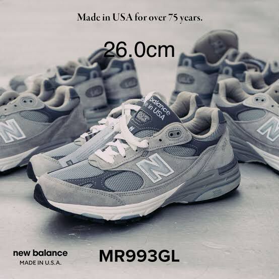 日本正規品 New Balance 993 Gray MR993GL 26.0cm D made in U.S.A