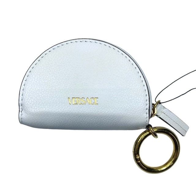 【新品未使用】VERSACE ヴェルサーチ メデューサ コインケース 小物入れ ミニポーチ チャーム バッグチャーム ロゴ レザー ホワイト_画像2