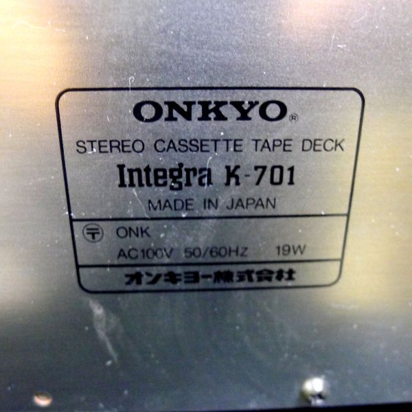 c368 ONKYO ステレオカセットデッキ Integra K-701 ジャンク サイズ:幅約44cm 高さ約13cm 奥行約35cm/140の画像8